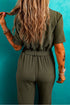 Modern Edge Utility Half Button Belted Wide Leg Jumpsuit